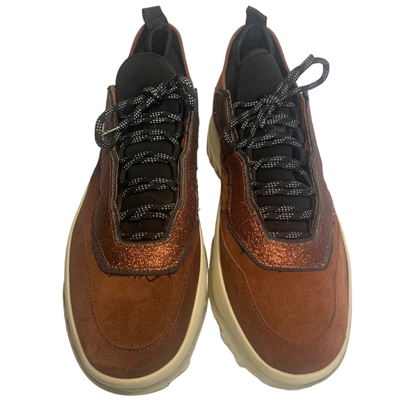 Ales Grey Mars Falcon Suede Sneaker Mens Brown 10 Glitter Wing - Picture 3 of 5